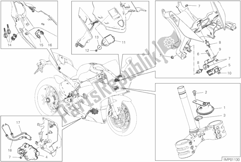 Tutte le parti per il 13e - Dispositivi Elettrici del Ducati Superbike Panigale V4 S USA 1100 2019